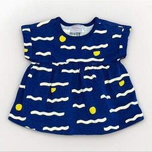 Hanna Andersson Baby Shirt 3-6M – White & Blue Geometric Print